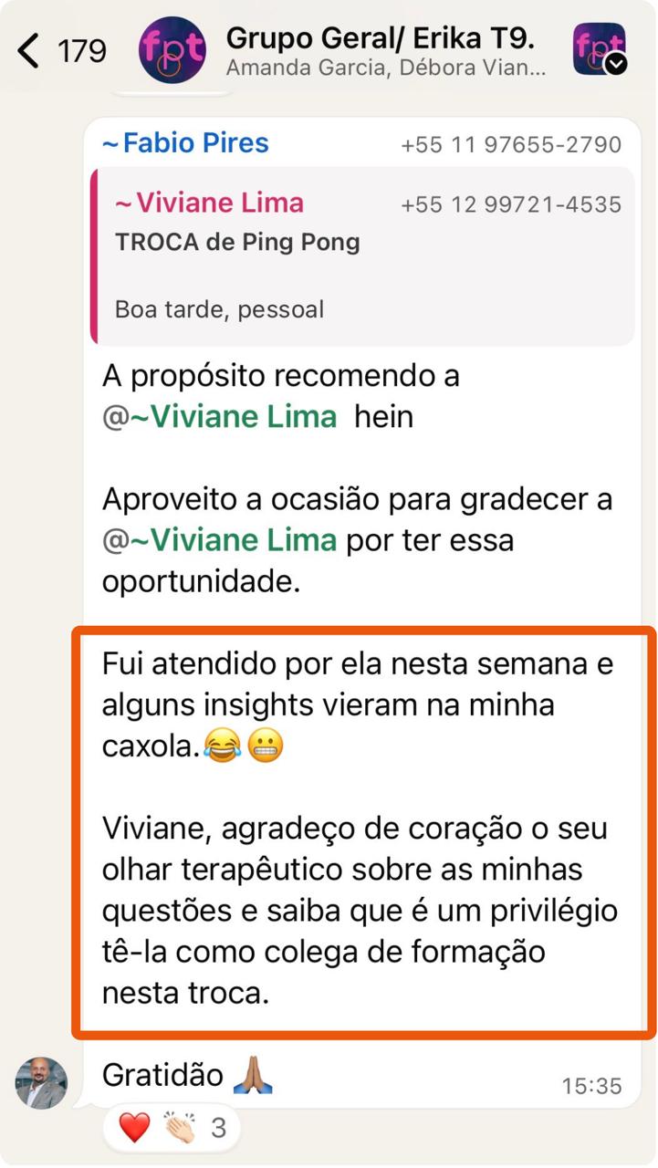 Relato de atendimento da Formação da Prática Terapêutica
