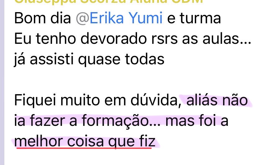 Depoimento de aluna da Formação da Prática Terapêutica